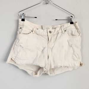 Torrid Distressed Frayed Raw Hem White Denim Jean Shorts Womens 14.